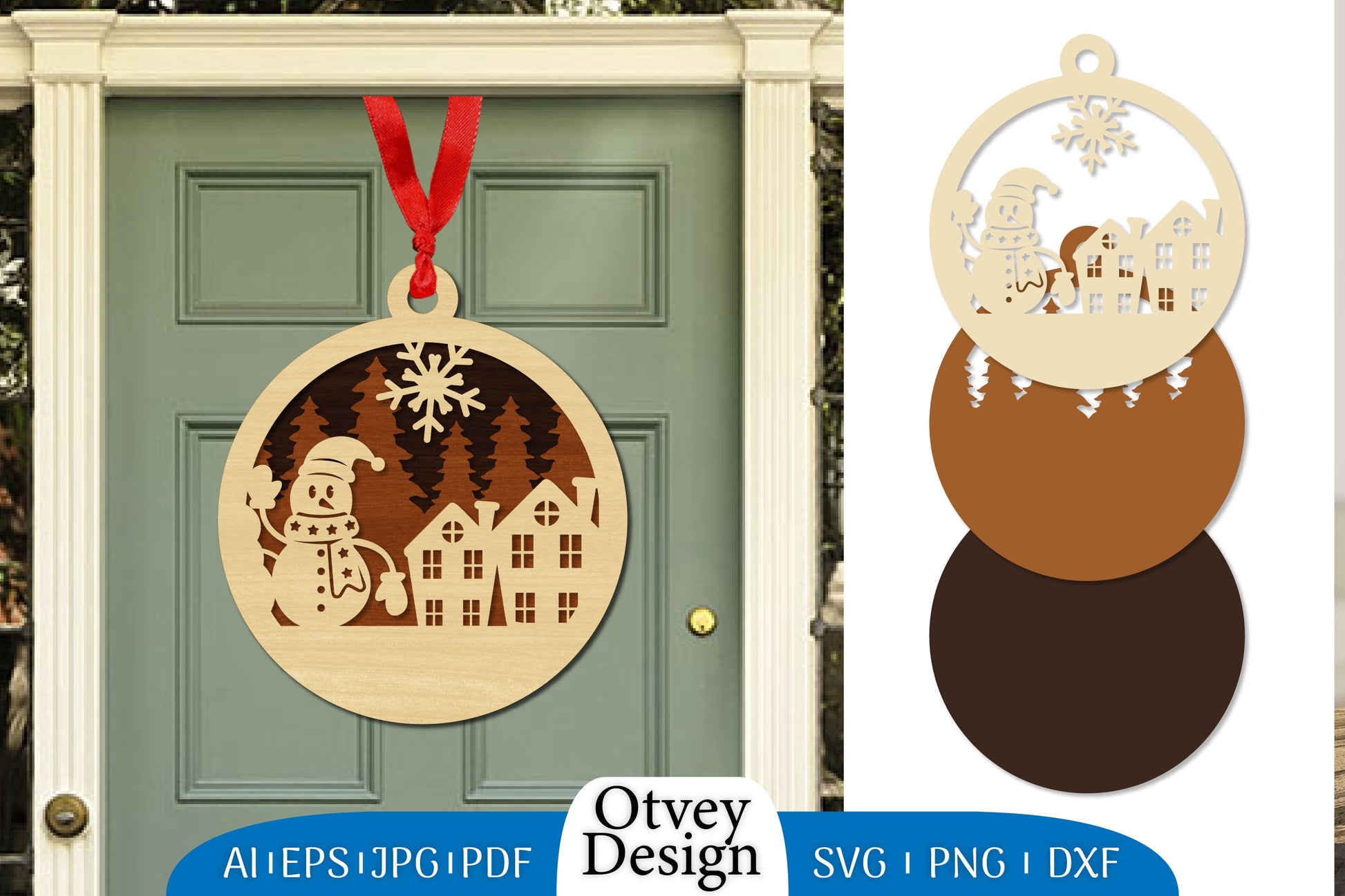 Snowman Ornament Lasercut SVG Bundle 8 - CraftNest - Digital Crafting and Art