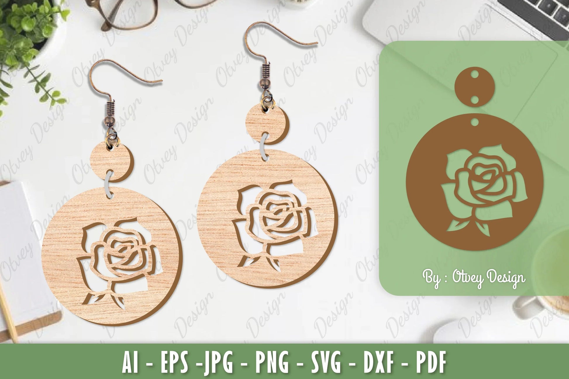 Flower Earrings Laser Cut SVG Bundle 18 - CraftNest - Digital Crafting and Art