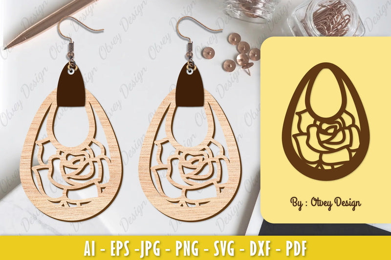 Flower Earring Laser Cut SVG Bundle 58 - CraftNest - Digital Crafting and Art