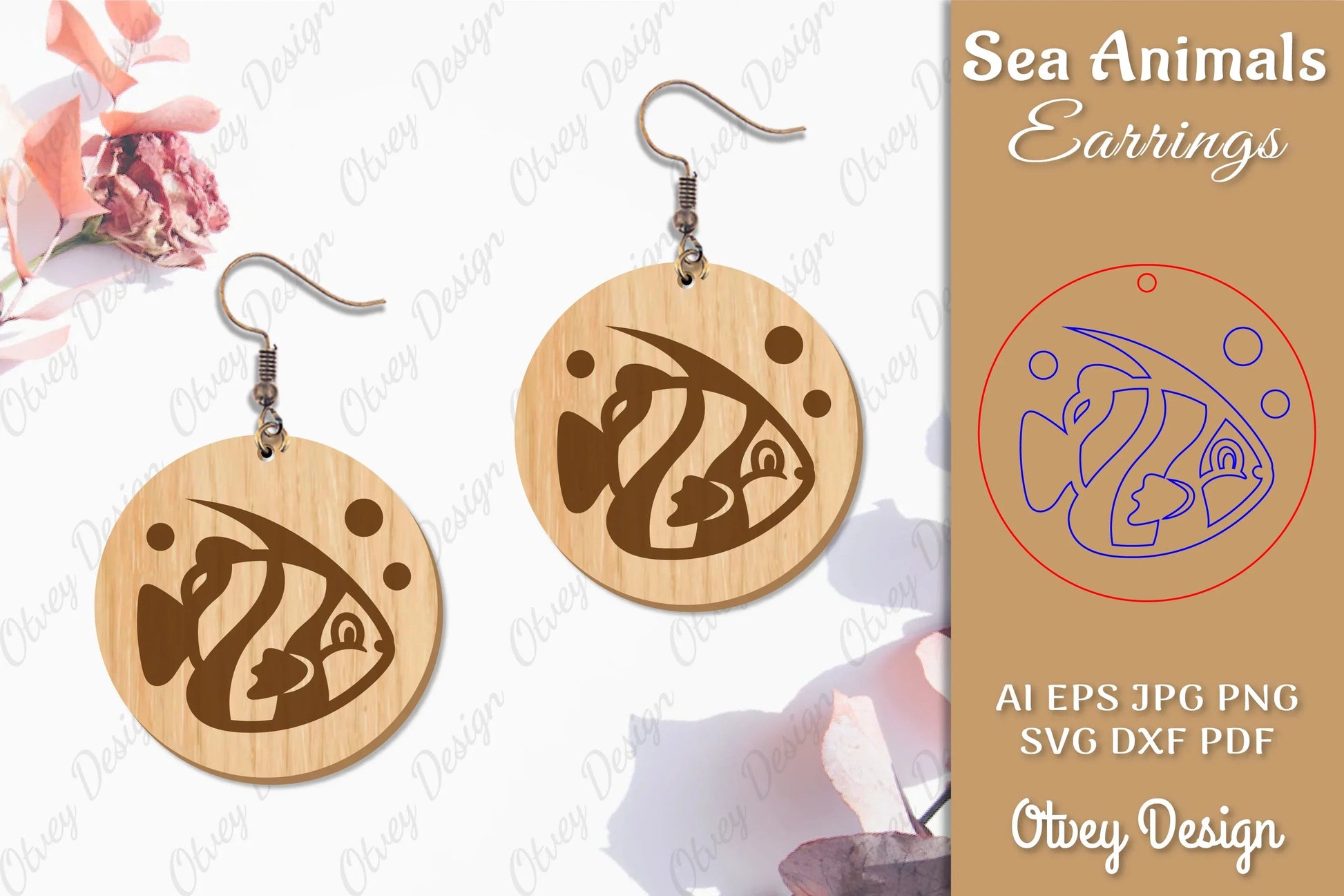 Sea Animals Earrings Laser Cut SVG Bundle 17 - CraftNest - Digital Crafting and Art