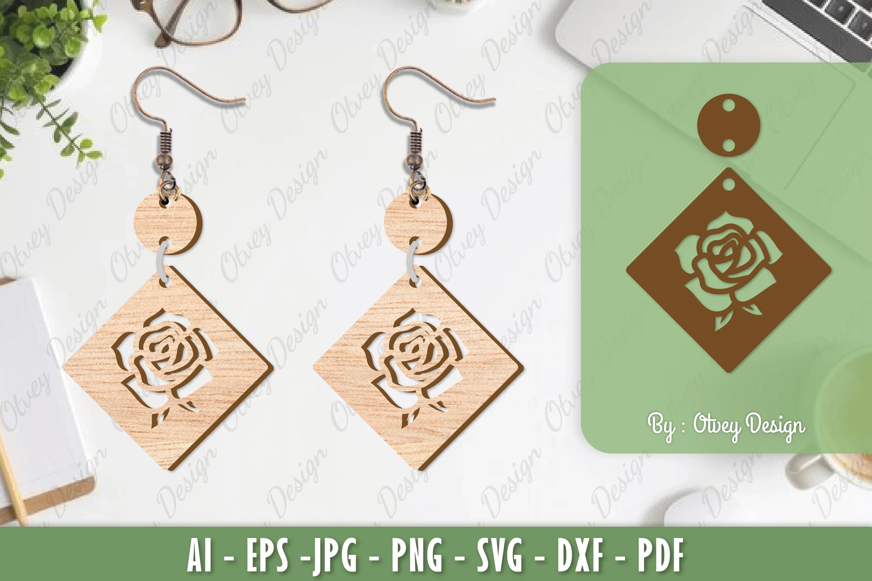 Flower Earrings Laser Cut SVG Bundle 8 - CraftNest - Digital Crafting and Art