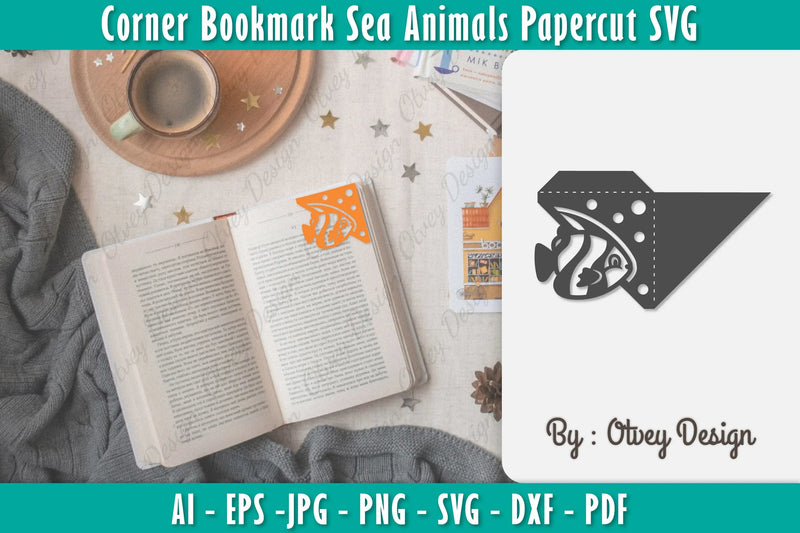 Corner Bookmark Sea Animals SVG Bundle 10 - CraftNest - Digital Crafting and Art