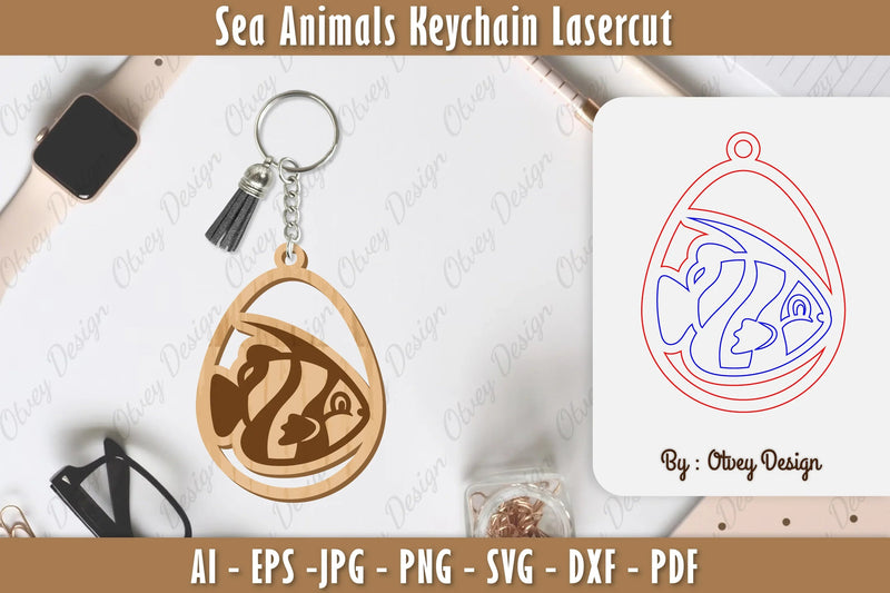 Keychain Sea Animals Laser Cut SVG Bundle 46 - CraftNest - Digital Crafting and Art