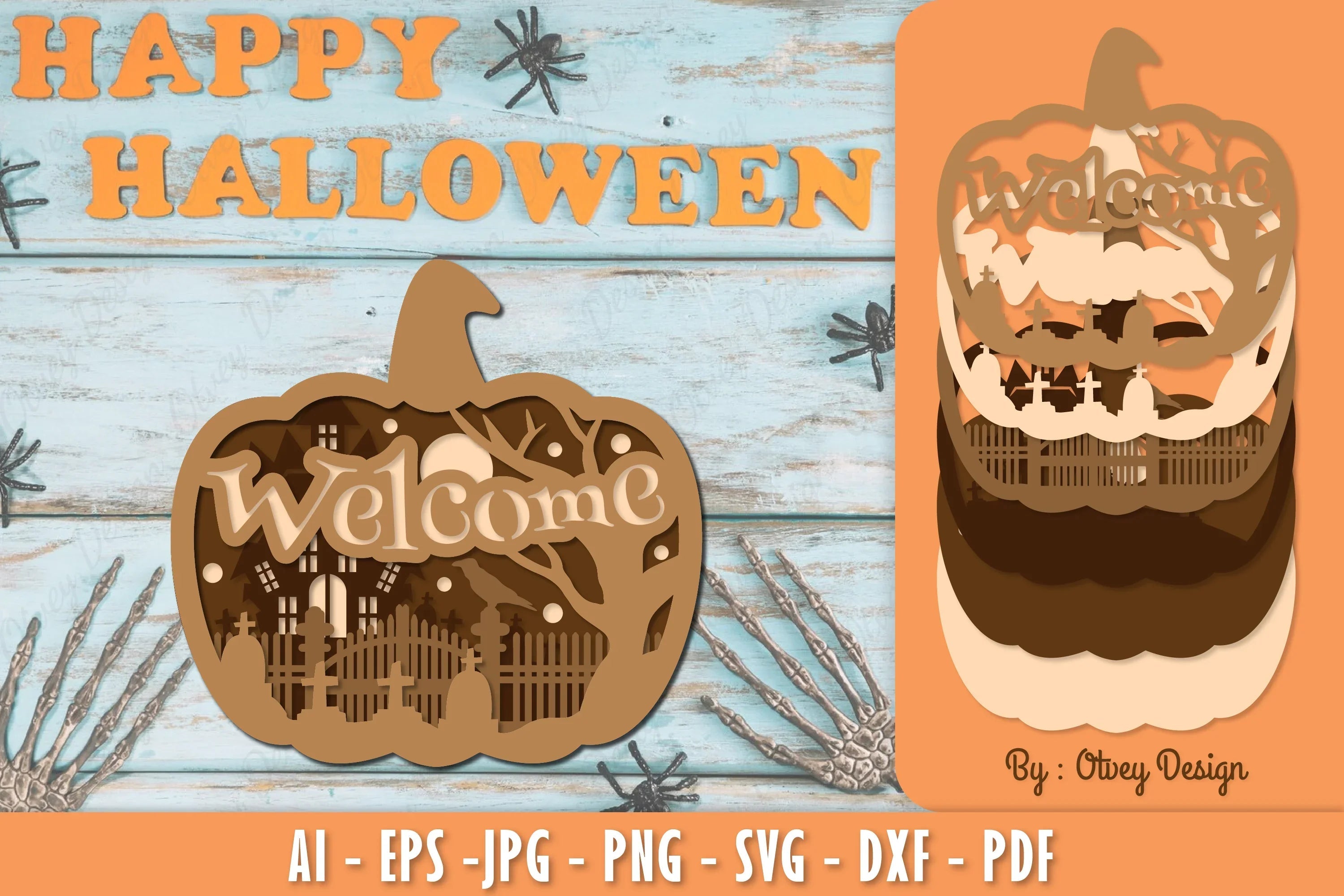 Welcome Halloween Lasercut SVG Bundle 7 - CraftNest - Digital Crafting and Art