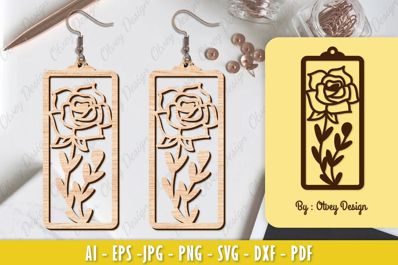 Flower Earring Laser Cut SVG Bundle 128 - CraftNest - Digital Crafting and Art