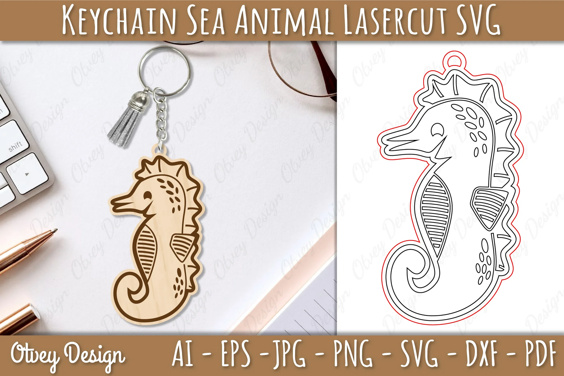 Sea Animal Keychain Lasercut SVG Bundle 1 - CraftNest - Digital Crafting and Art