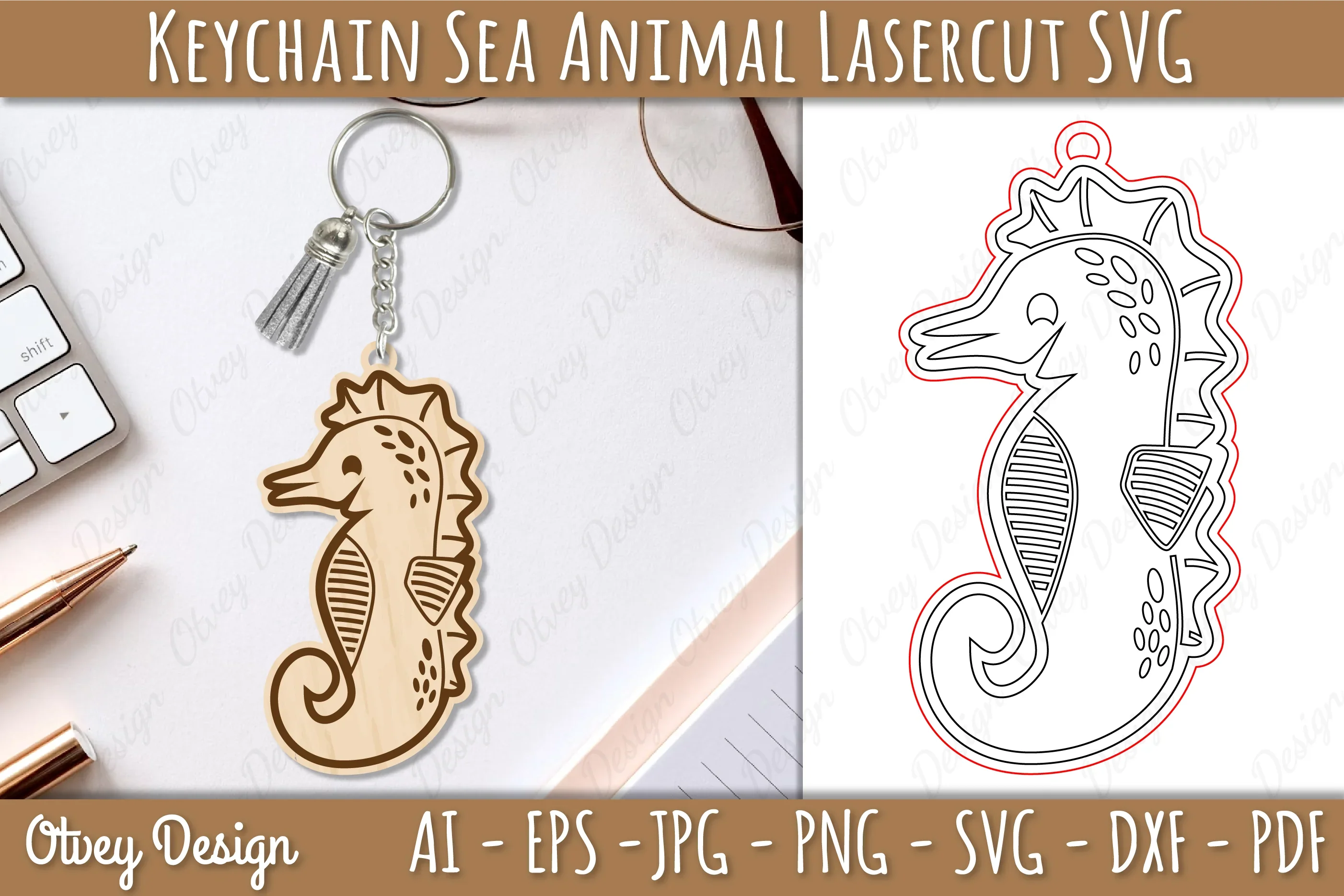 Sea Animal Keychain Lasercut SVG Bundle 1 - CraftNest - Digital Crafting and Art