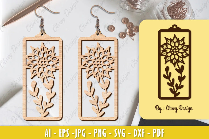 Flower Earring Laser Cut SVG Bundle 129 - CraftNest - Digital Crafting and Art