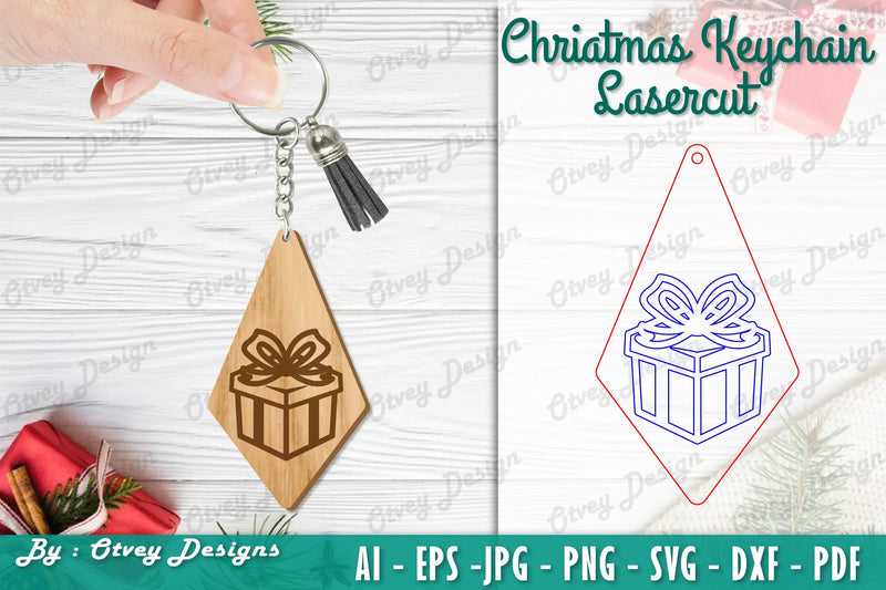 Christmas Keychain Lasercut SVG Bundle 49 - CraftNest - Digital Crafting and Art