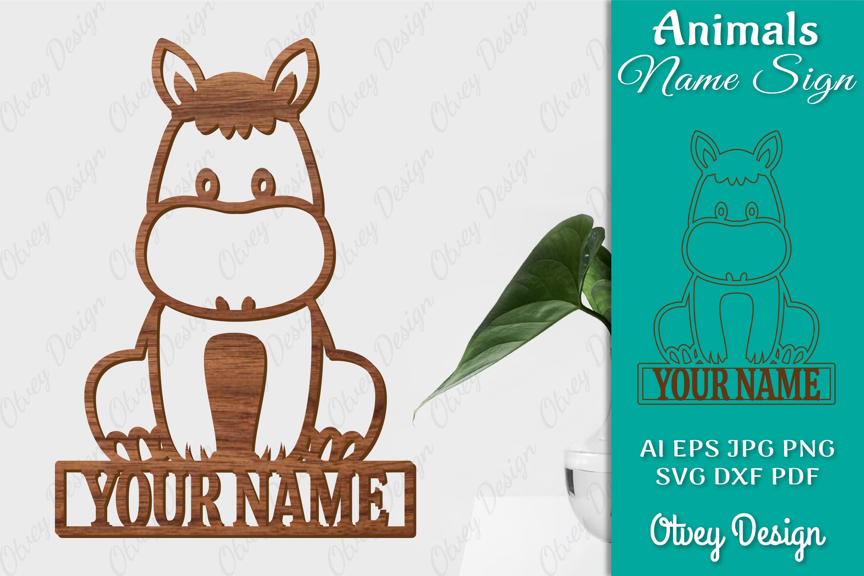 Animal Name Sign SVG Laser Cut Template Door Wall Hanger SVG Bundle 14 - CraftNest - Digital Crafting and Art