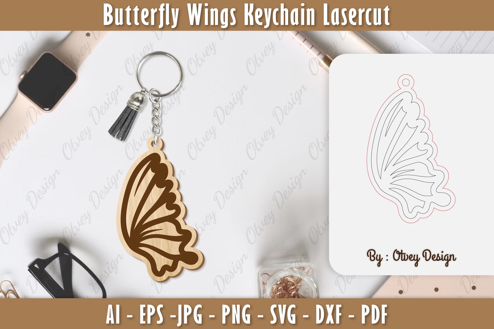 Butterfly Keychain Lasercut SVG Bundle 15 - CraftNest - Digital Crafting and Art