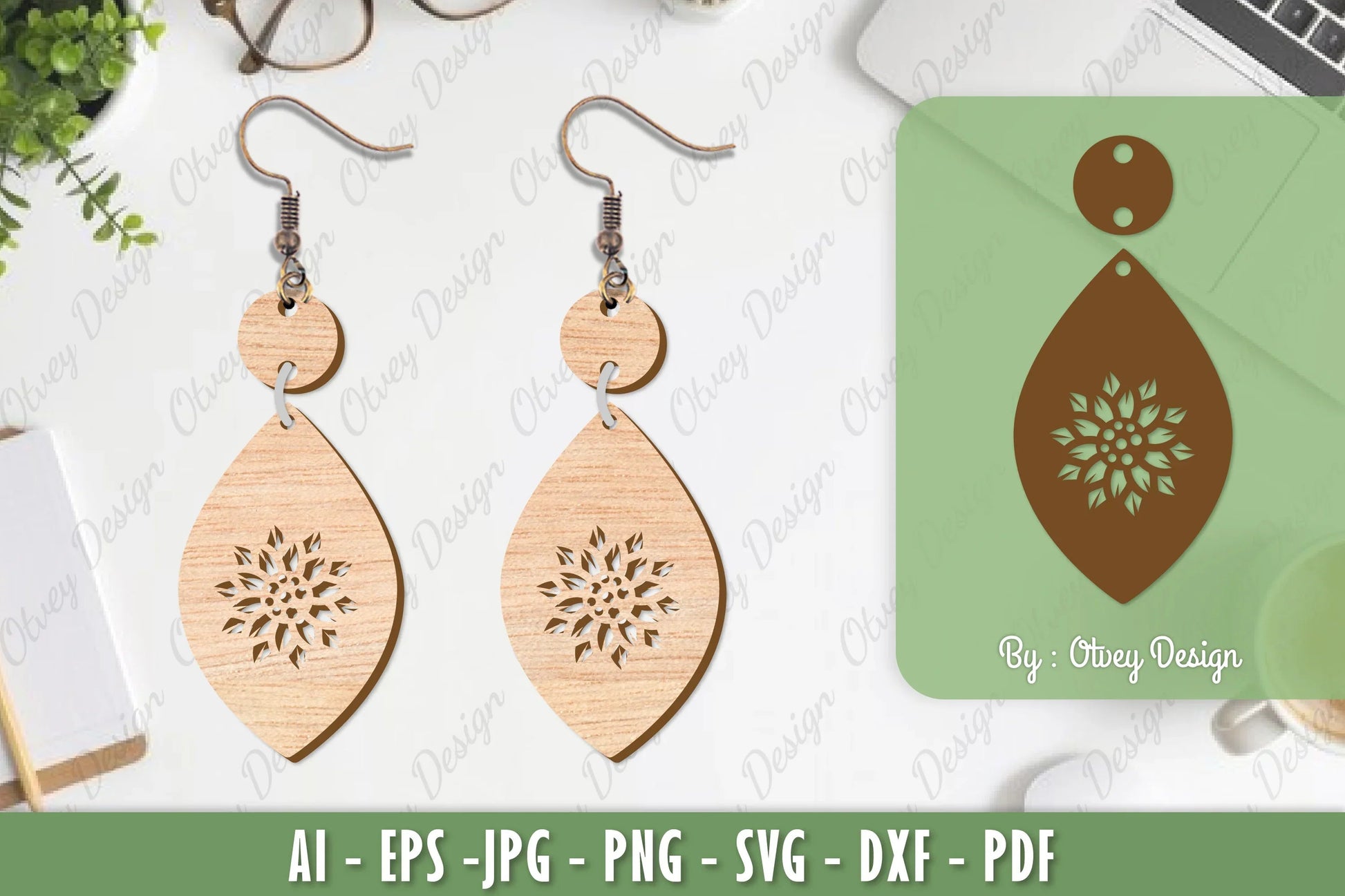 Flower Earrings Laser Cut SVG Bundle 89 - CraftNest - Digital Crafting and Art