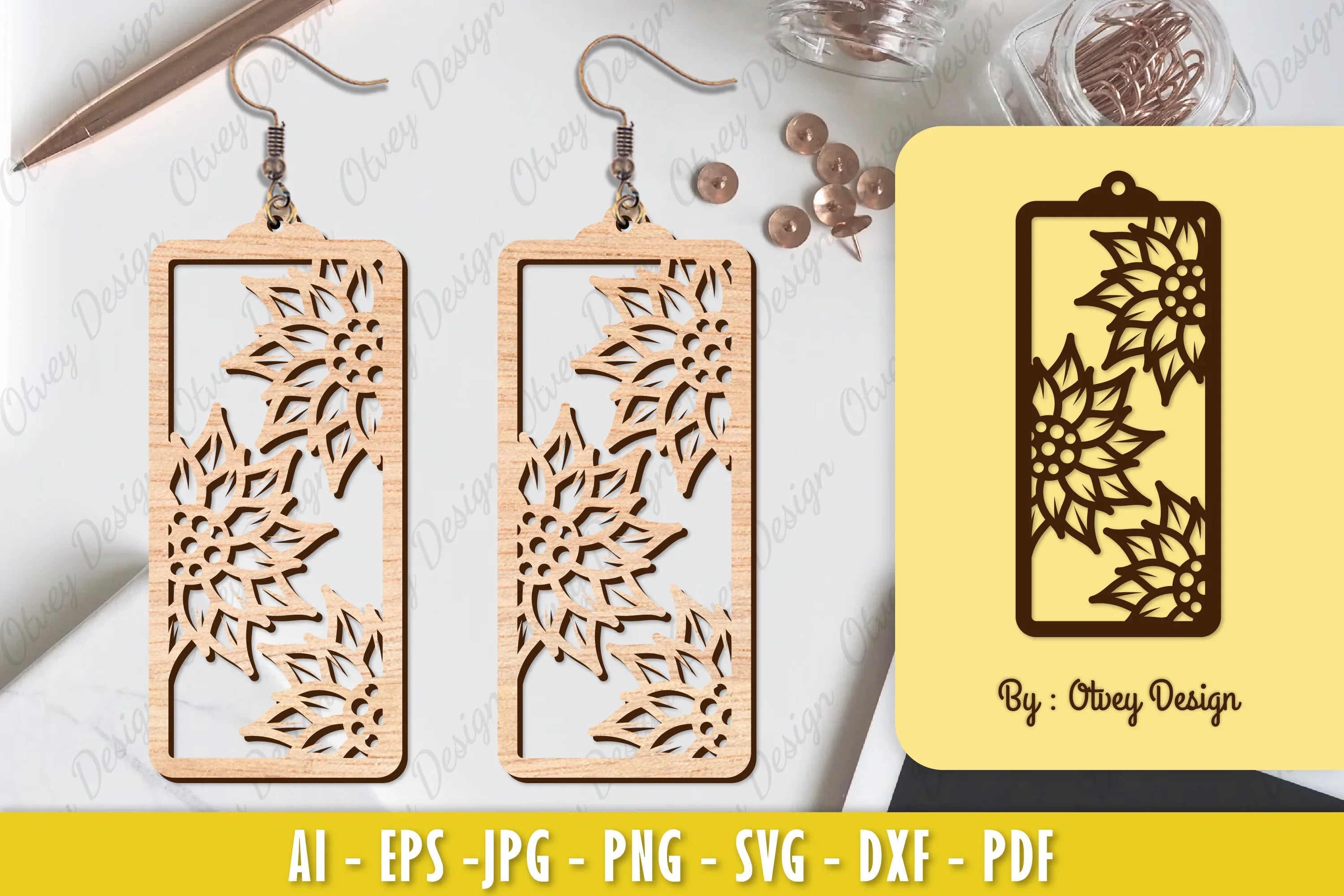 Flower Earring Laser Cut SVG Bundle 119 - CraftNest - Digital Crafting and Art