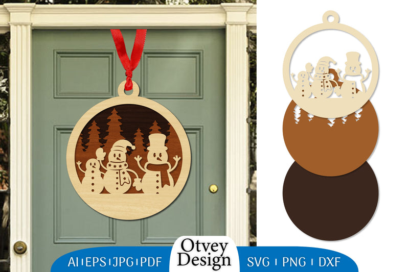 Snowman Ornament Lasercut SVG Bundle 9 - CraftNest - Digital Crafting and Art