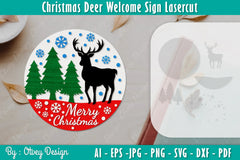 Christmas Deer Welcome Sign SVG Bundle - CraftNest - Digital Crafting and Art