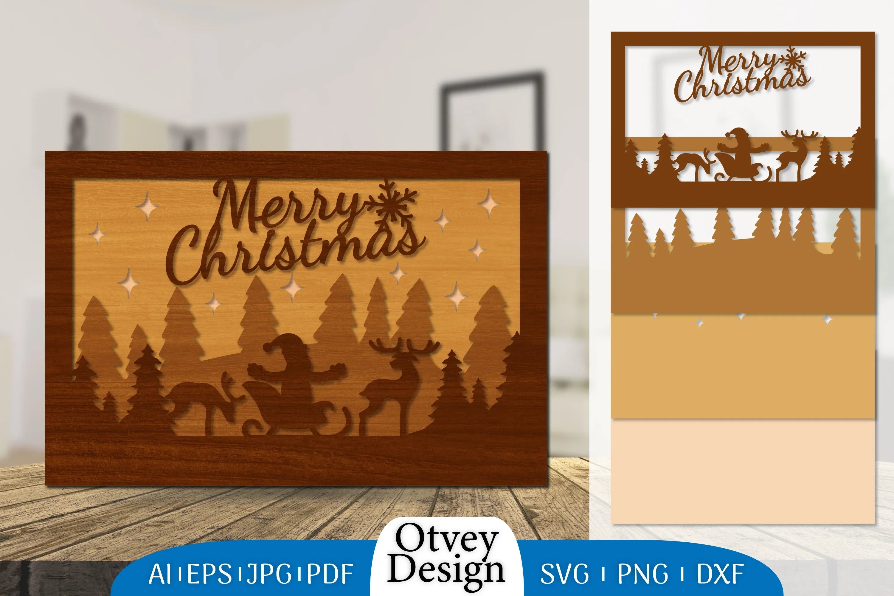 Christmas Santa Sleigh Lasercut SVG Bundle 9 - CraftNest - Digital Crafting and Art