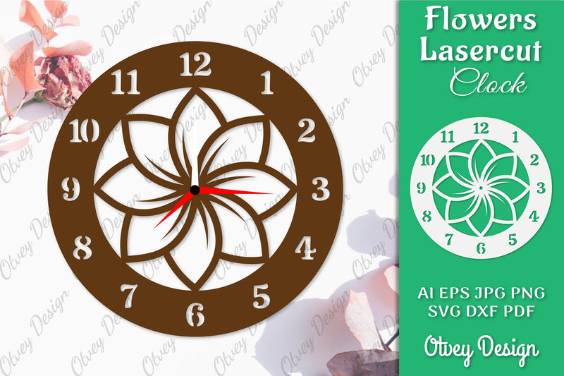 Flowers Clock SVG LaserCut SVG Bundle 10 - CraftNest - Digital Crafting and Art