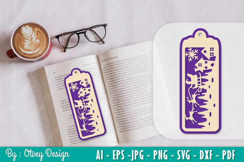 Santa Sleigh Bookmark SVG Bundle 10 - CraftNest - Digital Crafting and Art