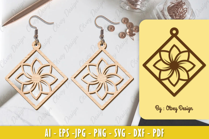 Flower Earring Laser Cut SVG Bundle 10 - CraftNest - Digital Crafting and Art