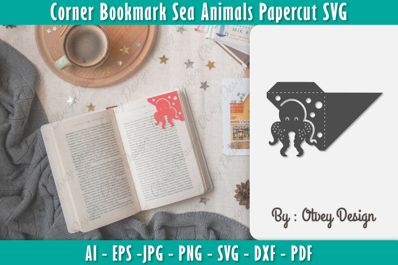 Corner Bookmark Sea Animals SVG Bundle 12 - CraftNest - Digital Crafting and Art
