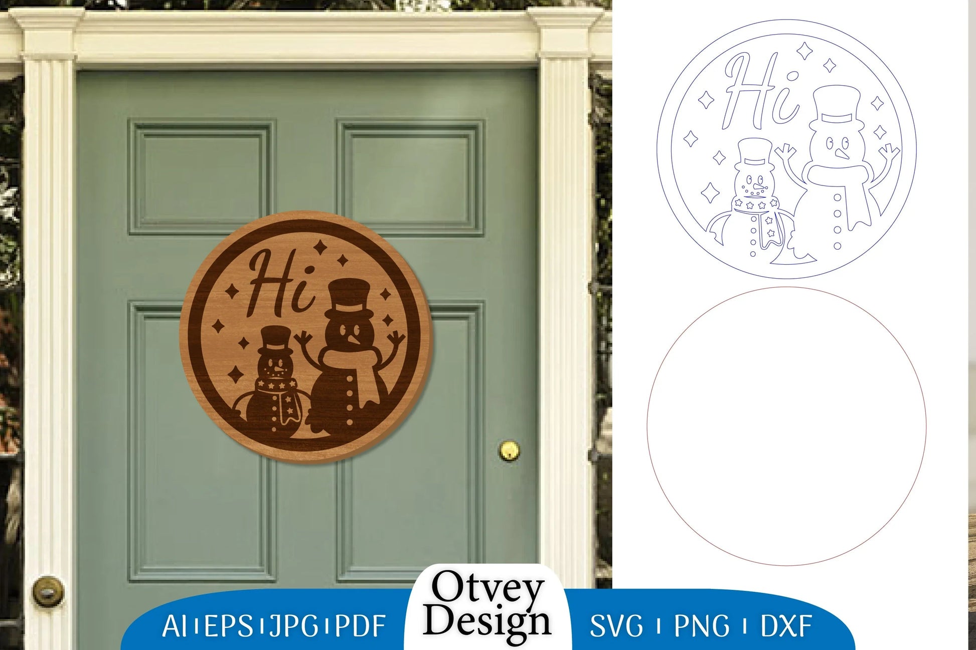 Snowman Round Door Ornament Lasercut SVG Bundle 10 - CraftNest - Digital Crafting and Art