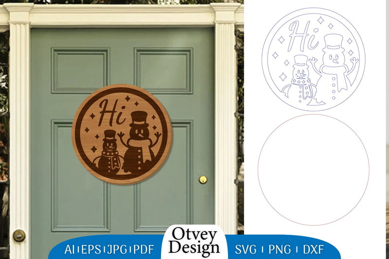 Snowman Round Door Ornament Lasercut SVG Bundle 10 - CraftNest - Digital Crafting and Art