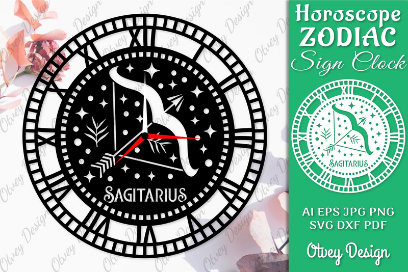 Horoscope Zodiac Sign Laser Cut Clock Template SVG Bundle 10 - CraftNest - Digital Crafting and Art