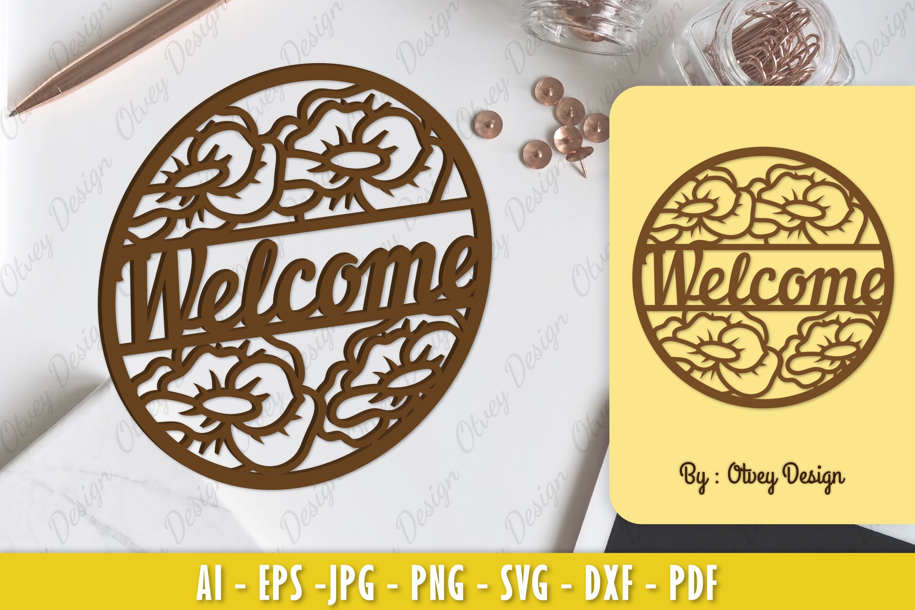 Poppy Flower Welcome Sign SVG Bundle 1 - CraftNest - Digital Crafting and Art