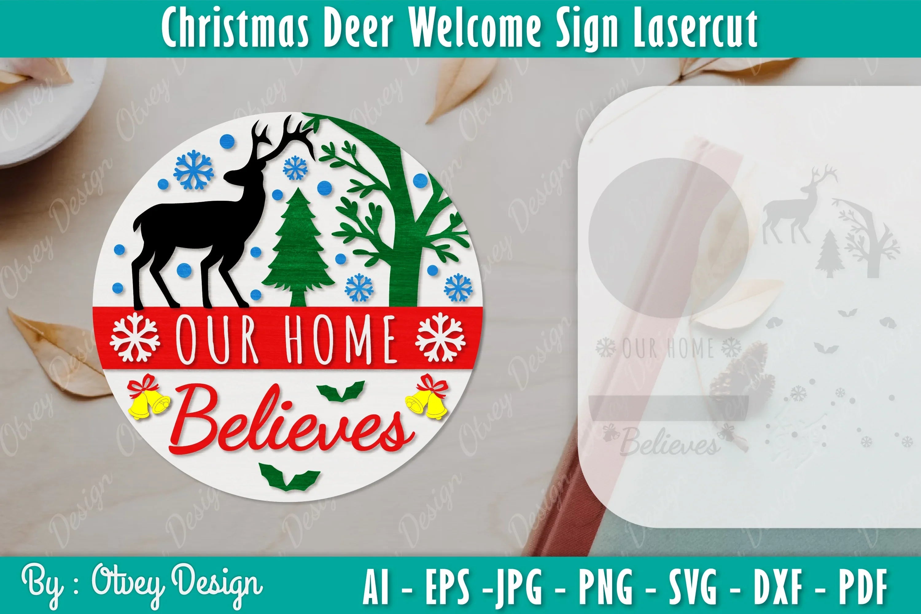 Christmas Deer Welcome Sign SVG Bundle - CraftNest - Digital Crafting and Art
