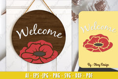 Poppy Flower Welcome Sign SVG Bundle 3 - CraftNest - Digital Crafting and Art