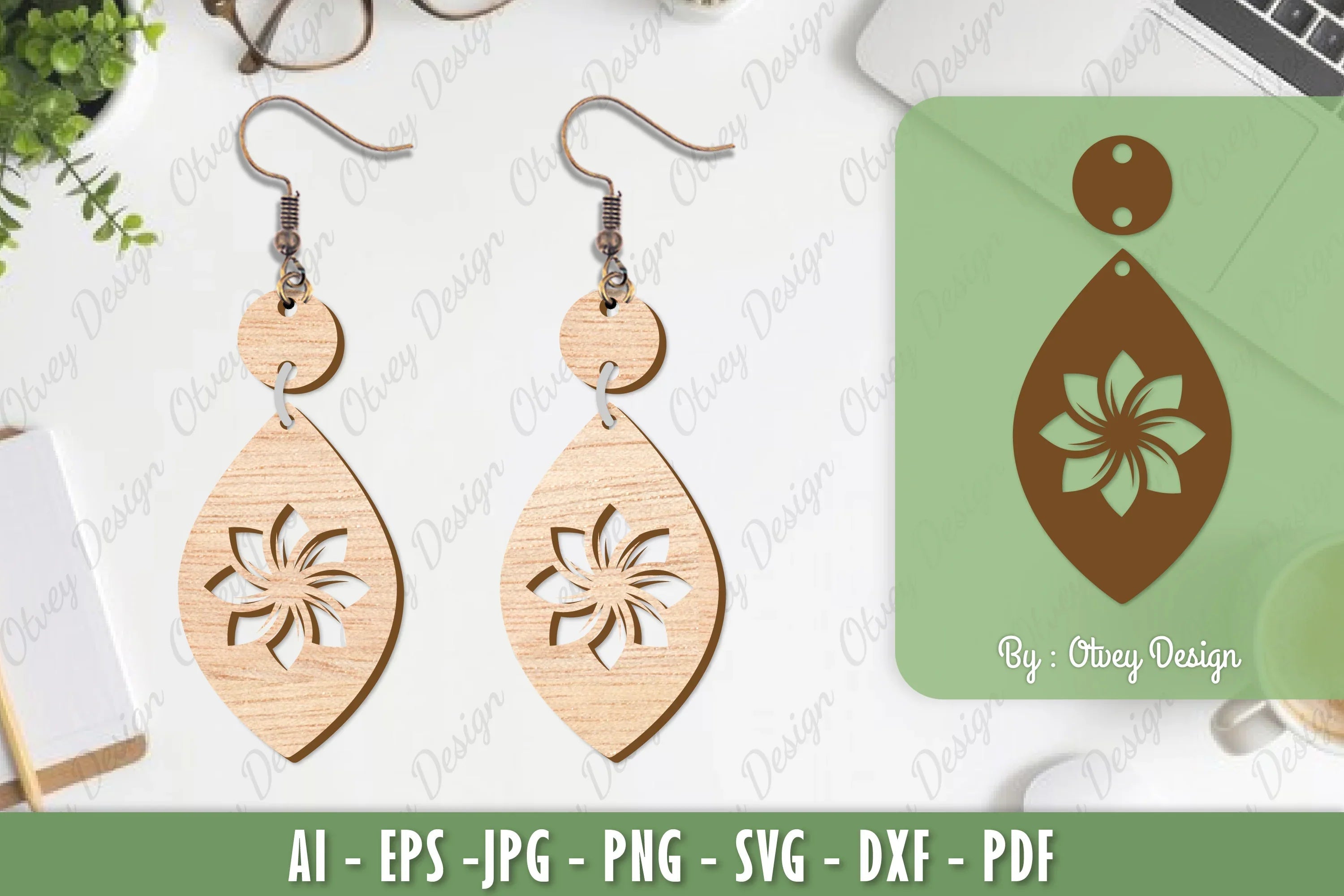 Flower Earrings Laser Cut SVG Bundle 90 - CraftNest - Digital Crafting and Art
