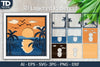 Tropical Beach Sunset D Shadow Box Scene Papercut SVG