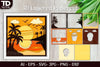 Tropical Beach Sunset D Shadow Box Scene Papercut SVG