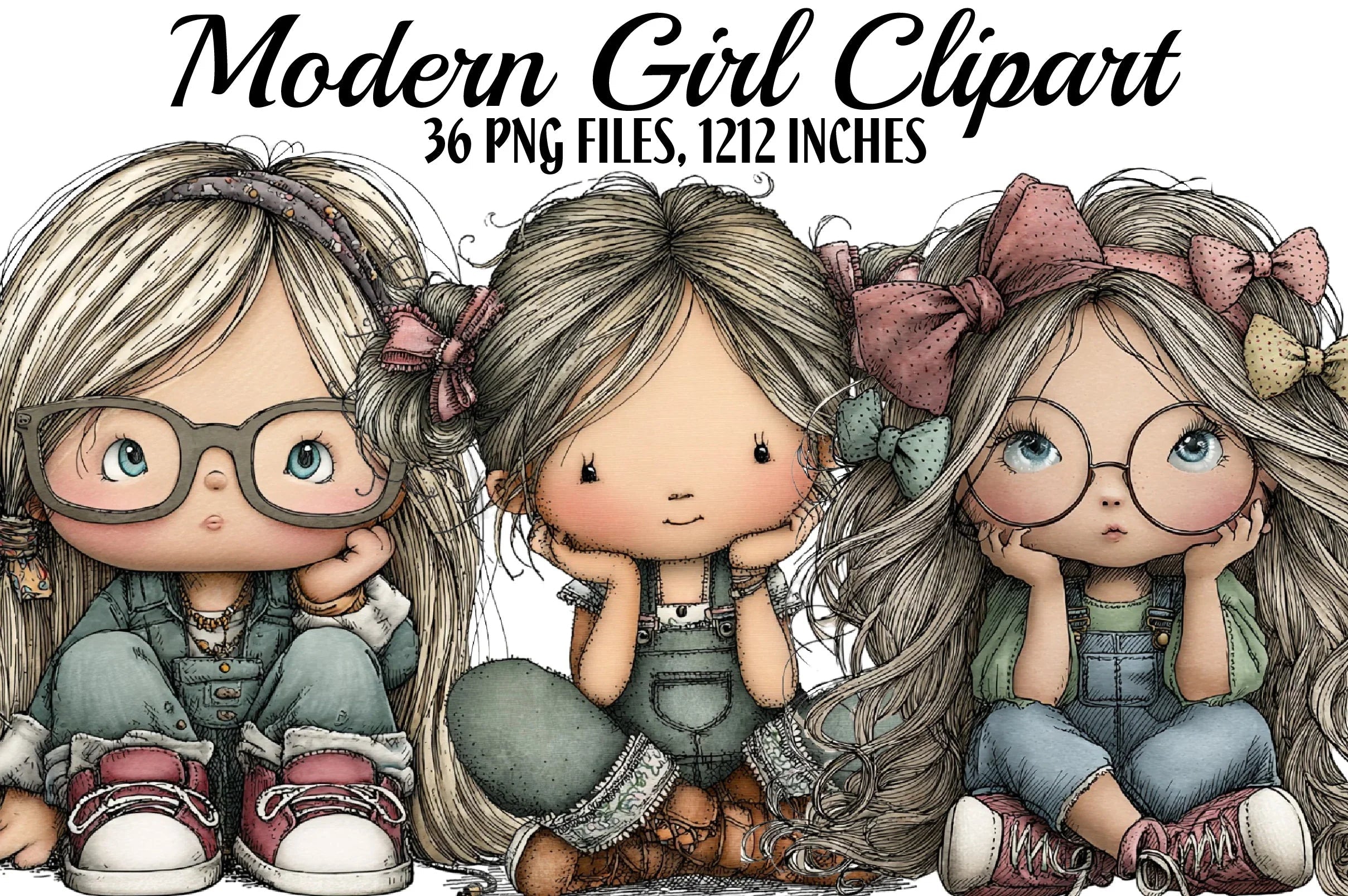 Modern Girl Clipart Bundle - CraftNest - Digital Crafting and Art
