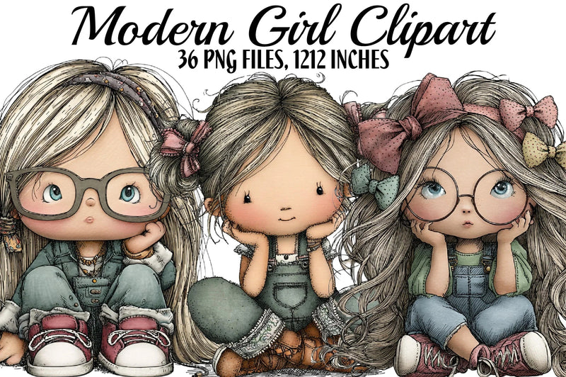 Modern Girl Clipart Bundle - CraftNest - Digital Crafting and Art