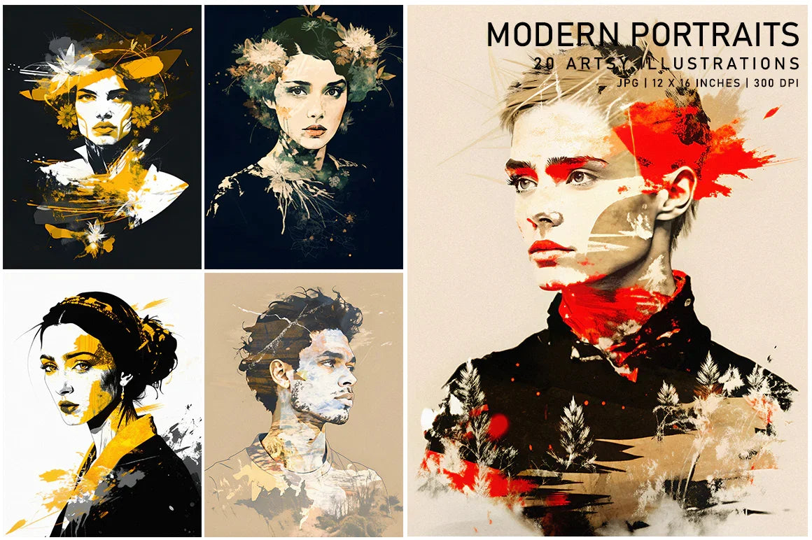 Modern Portraits - Wall Art - CraftNest - Digital Crafting and Art