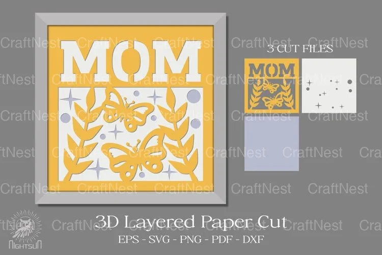 Mom 3D Light Box Paper Cut Design Bundle - CraftNest - Digital Crafting and Art