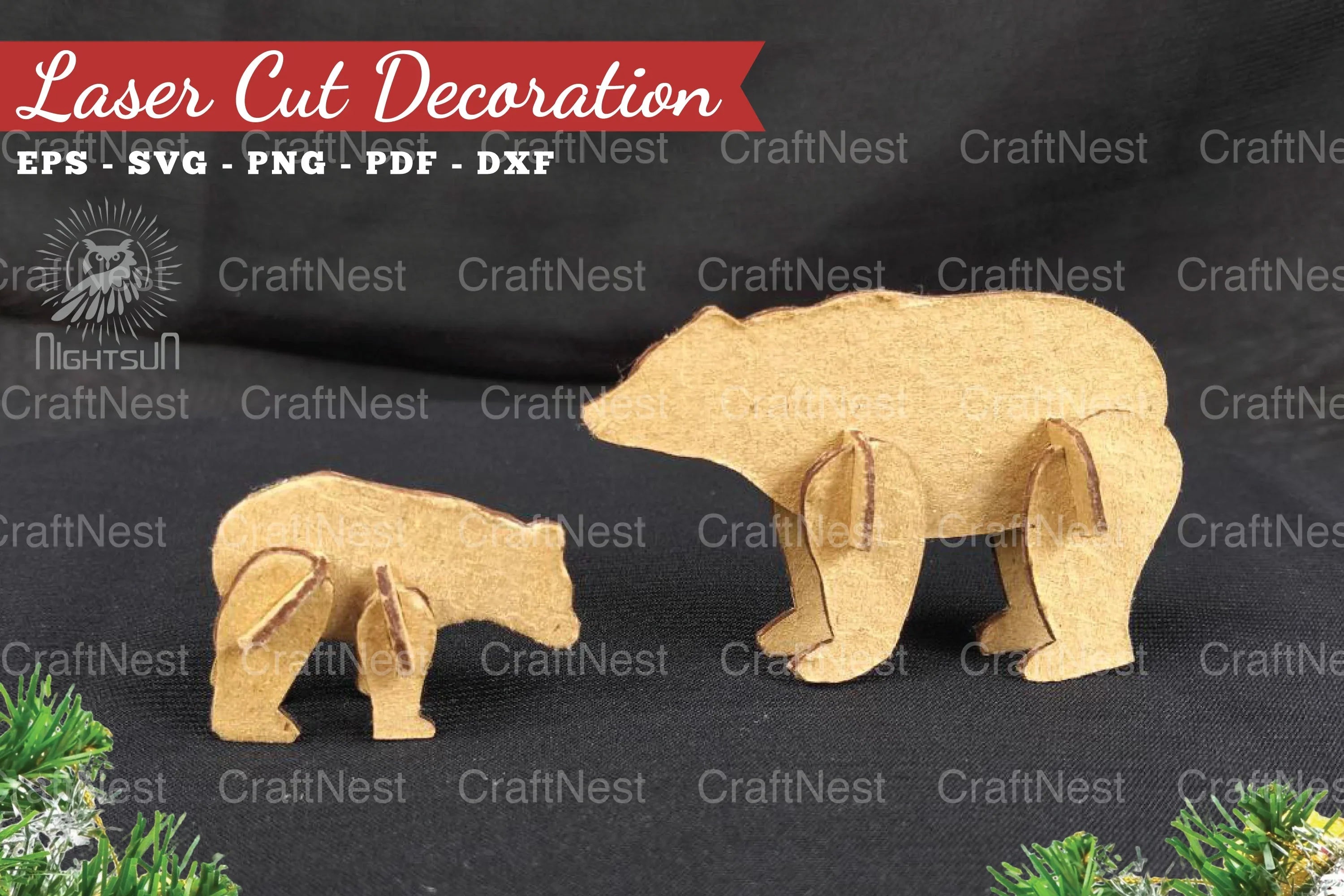Mom and Baby Bear Laser Cut Home Decor Clipart Bundle - CraftNest - Digital Crafting and Art
