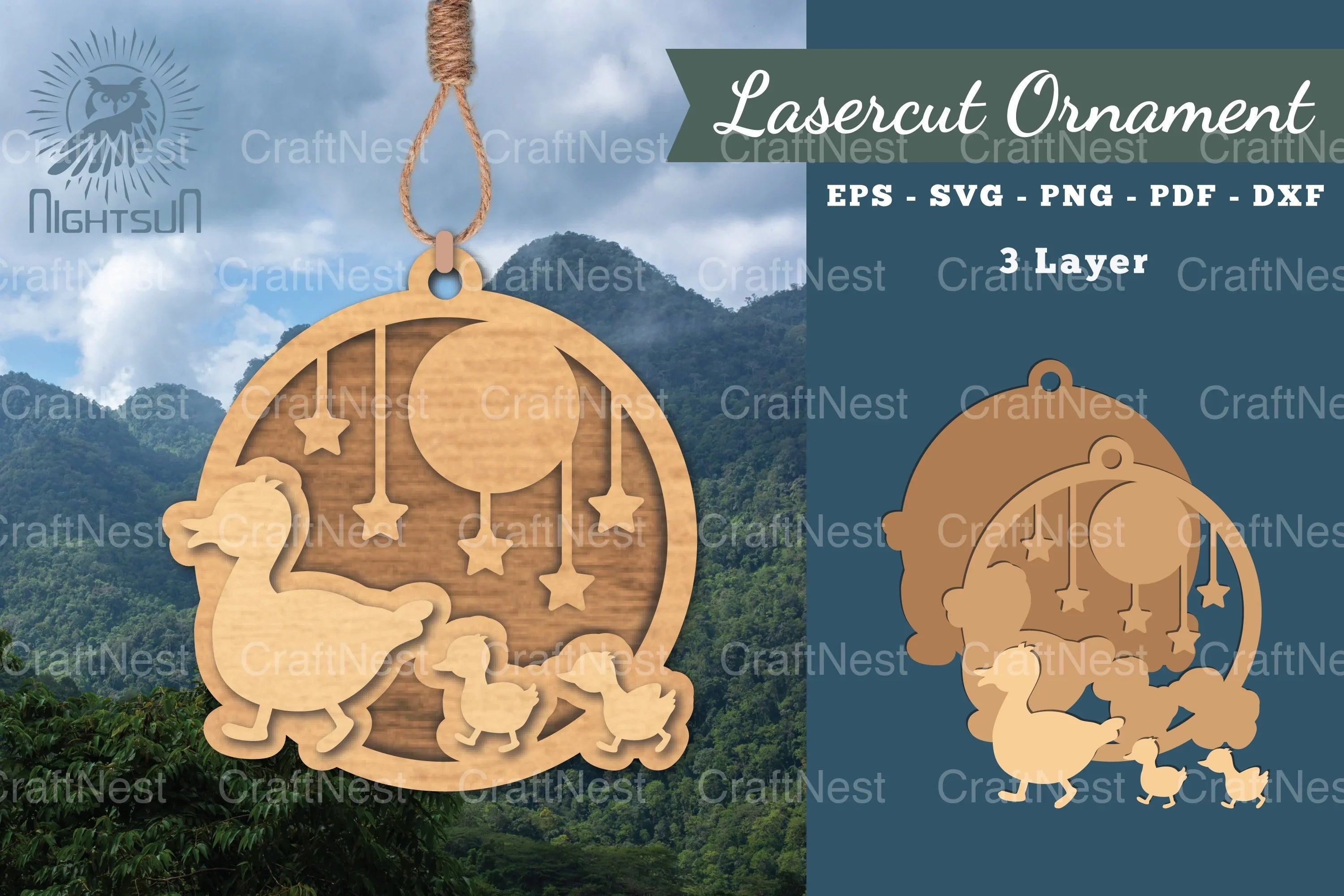 Mom and Baby Duck Laser Cut Ornament Clipart Bundle - CraftNest - Digital Crafting and Art
