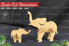 Mom and Baby Elephant Laser Cut Home Decor Clipart Bundle - CraftNest - Digital Crafting and Art