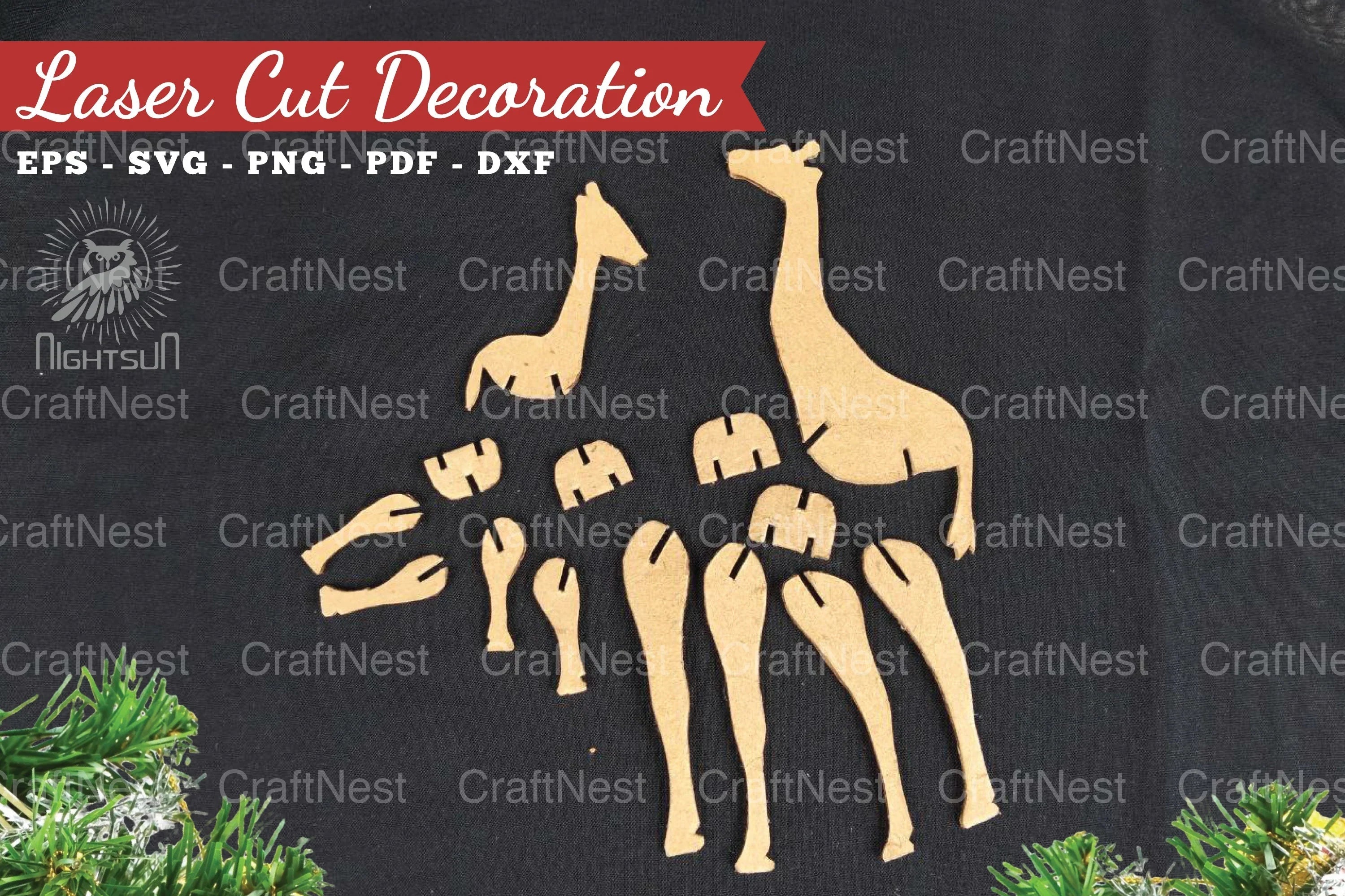Mom and Baby Giraffe Laser Cut Home Decor Clipart Bundle - CraftNest - Digital Crafting and Art