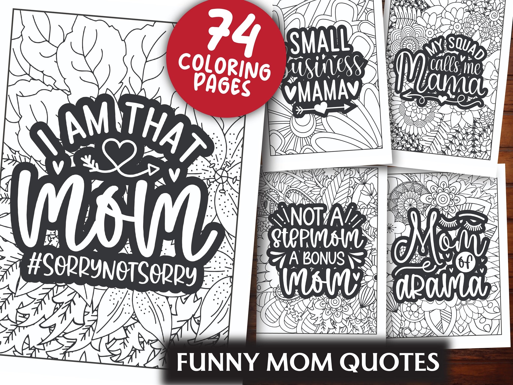 Funny Mom Quotes Coloring Book