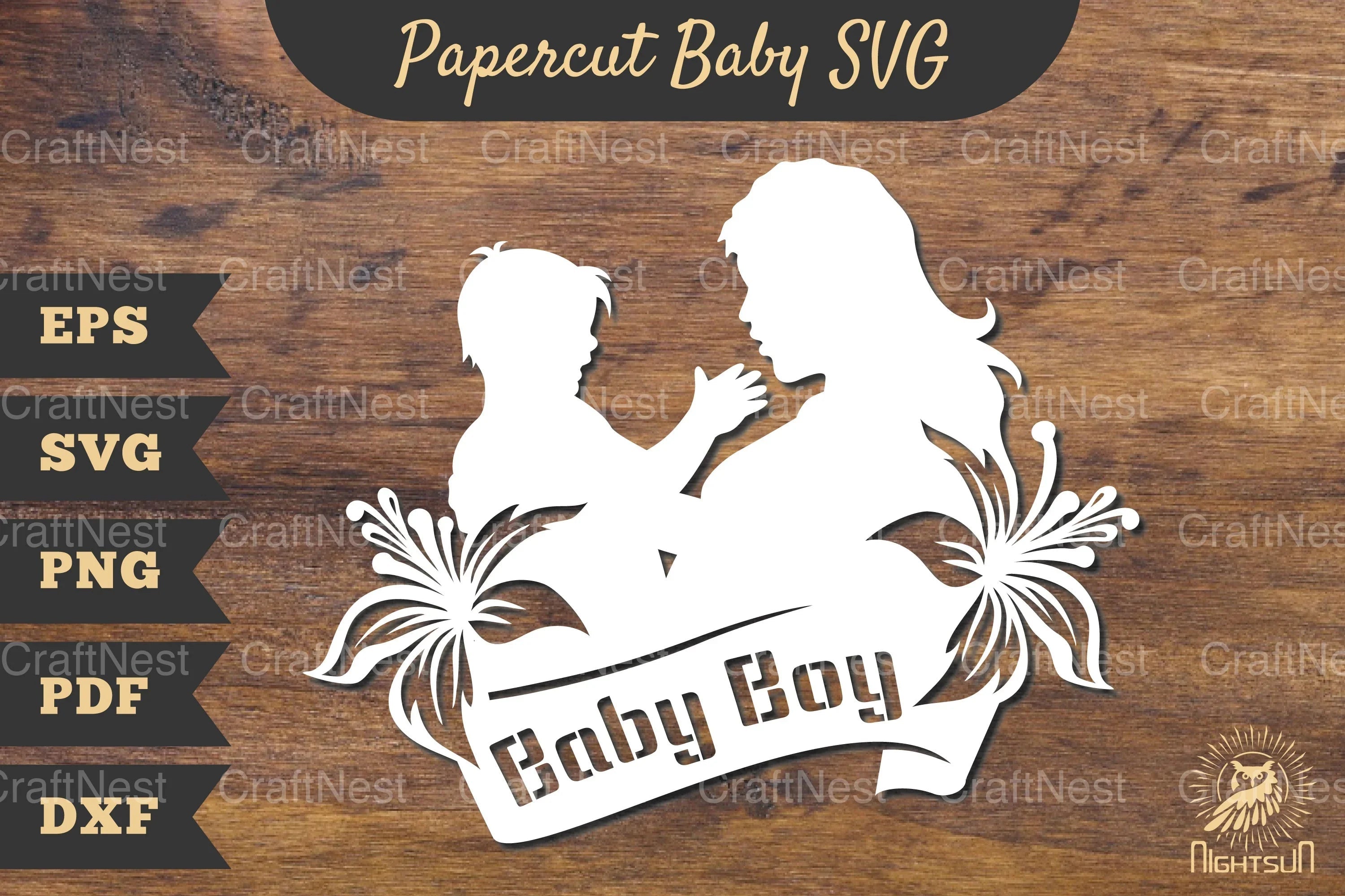 Mom and Baby Boy Papercut SVG Bundle - CraftNest - Digital Crafting and Art
