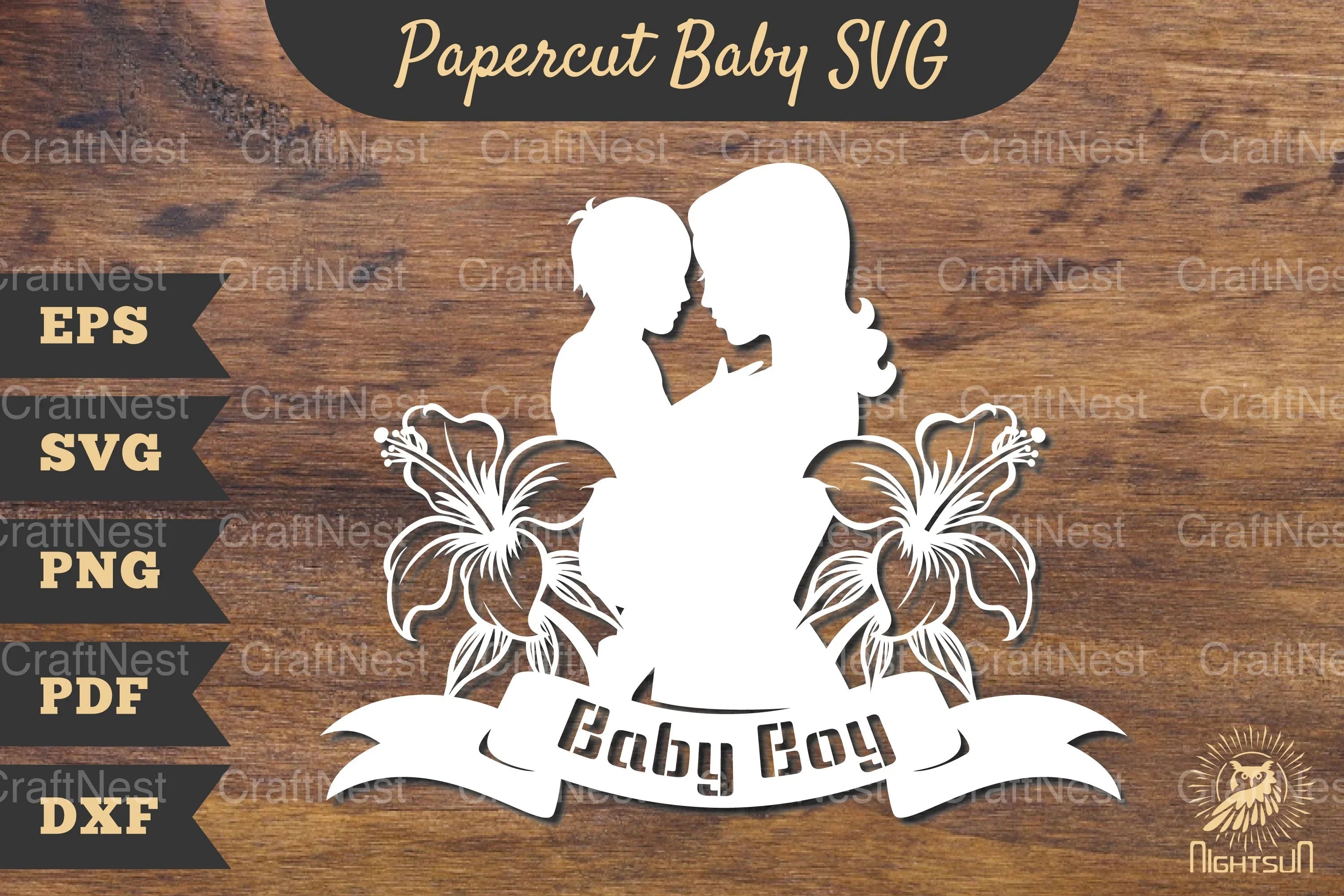 Mom and Baby Boy Papercut SVG Bundle - CraftNest - Digital Crafting and Art