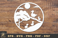 Mom and Baby Duck Papercut Round Clipart Bundle - CraftNest - Digital Crafting and Art