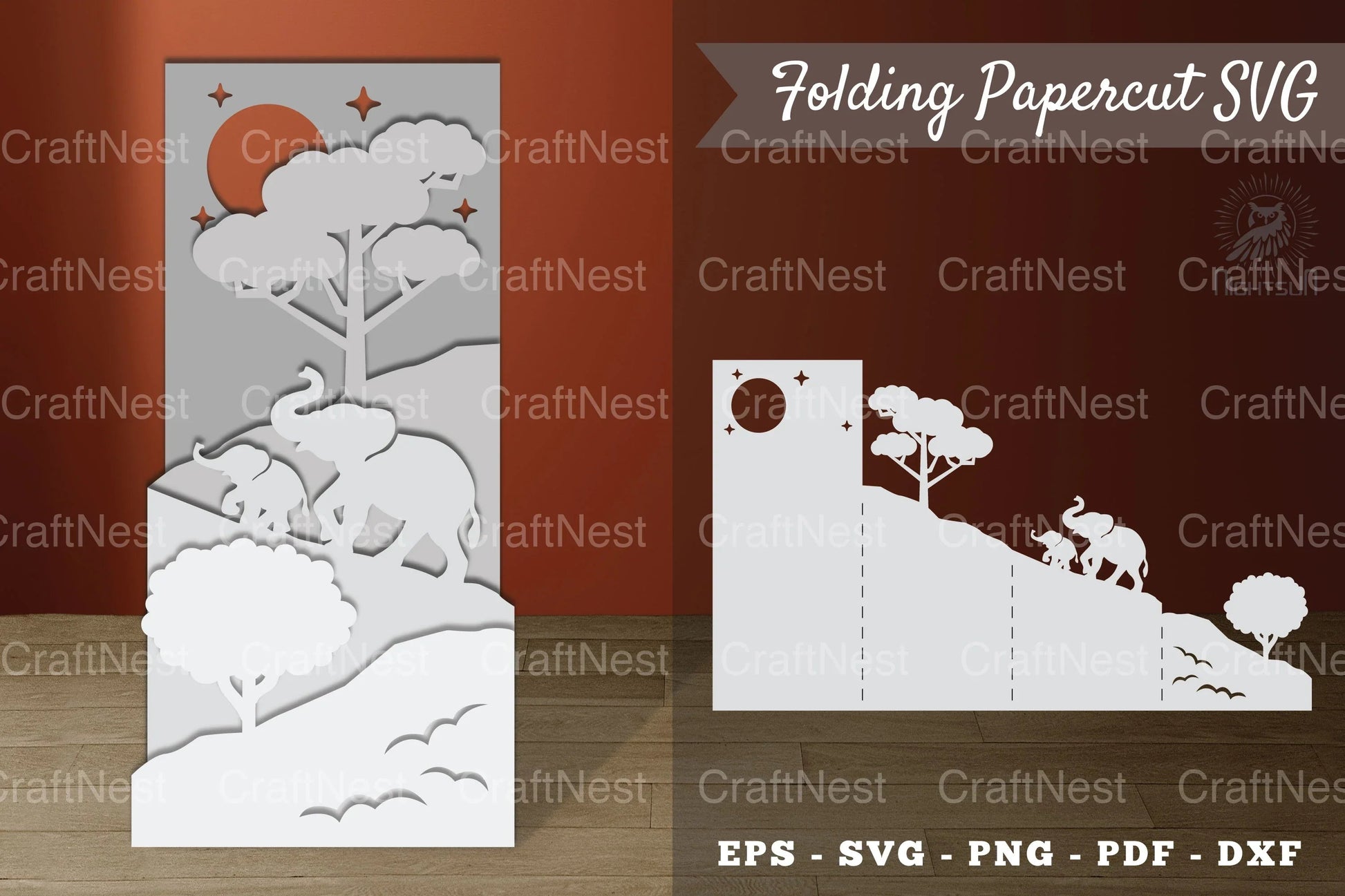 Mom and Baby Elephant Folding Papercut Clipart Bundle - CraftNest - Digital Crafting and Art