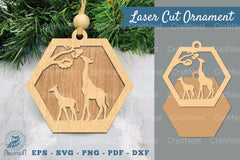 Mom and Baby Giraffe Laser Cut Ornament Clipart Bundle - CraftNest - Digital Crafting and Art