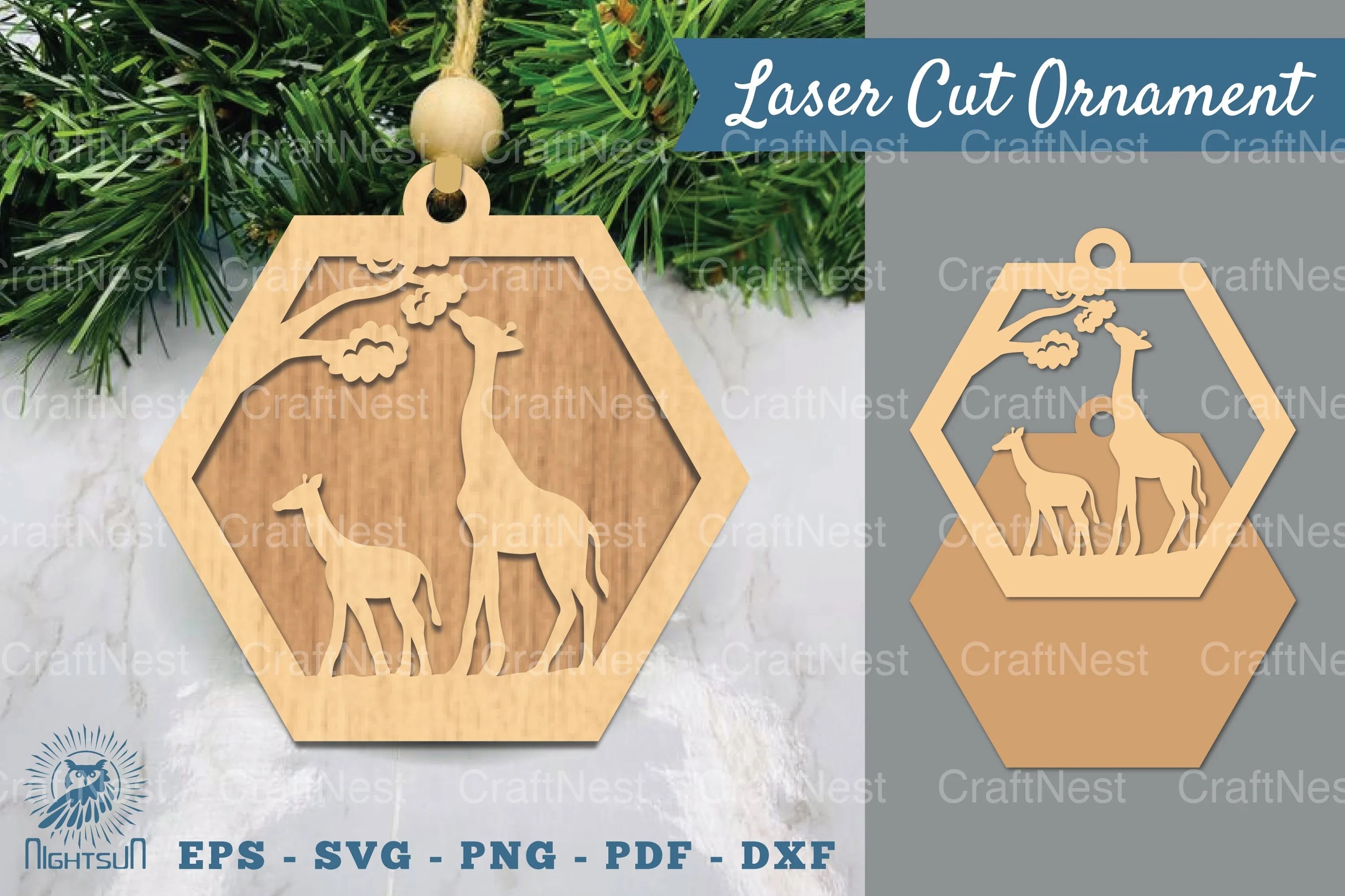 Mom and Baby Giraffe Laser Cut Ornament Clipart Bundle - CraftNest - Digital Crafting and Art