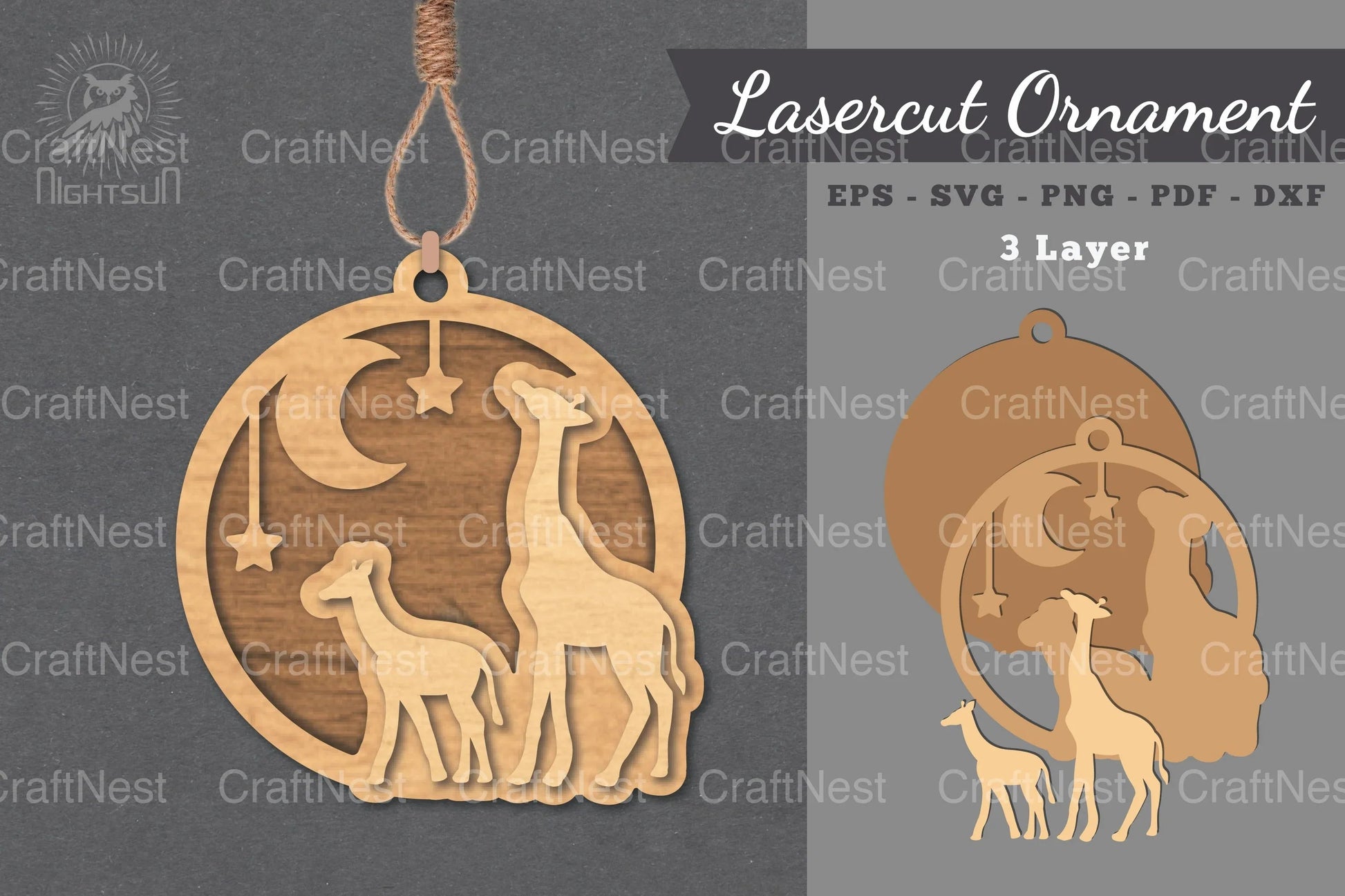 Mom and Baby Giraffe Laser Cut Ornament Clipart Bundle - CraftNest - Digital Crafting and Art