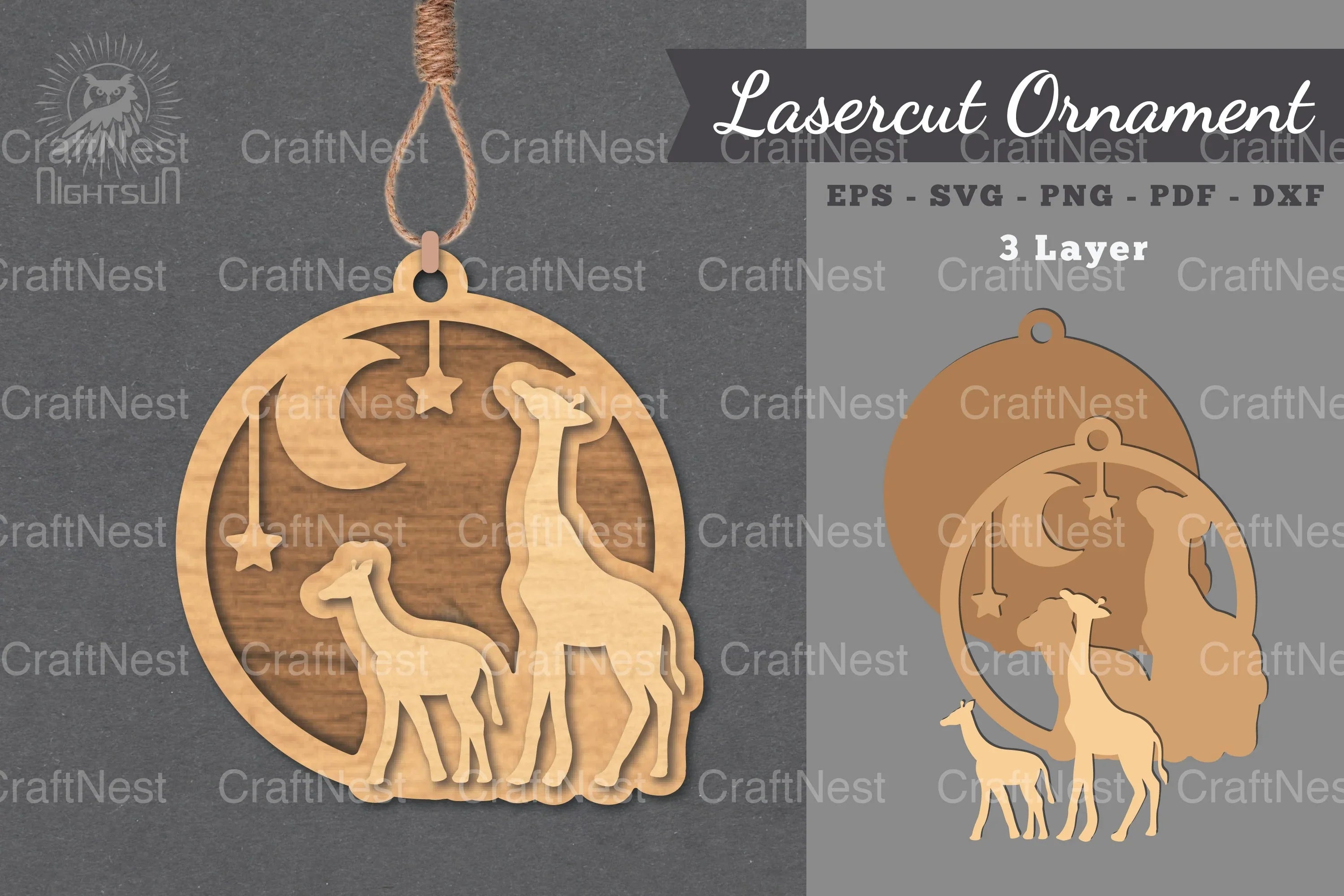 Mom and Baby Giraffe Laser Cut Ornament Clipart Bundle - CraftNest - Digital Crafting and Art